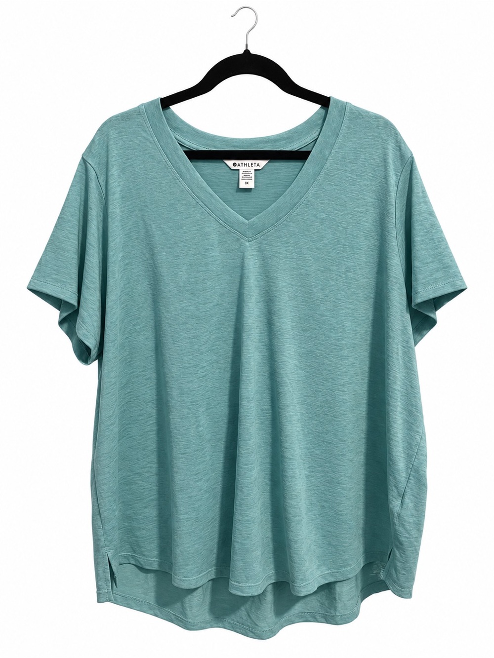 Athleta 3X Aqua Teal Heathered V-Neck High-Low Top